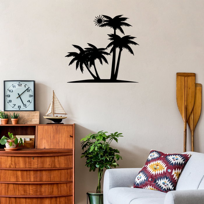 Wallity Palm And The Sun - 442 Escultura de pared de metal Negro Wallity Palm And The Sun - 442 Escultura de pared de metal Negro